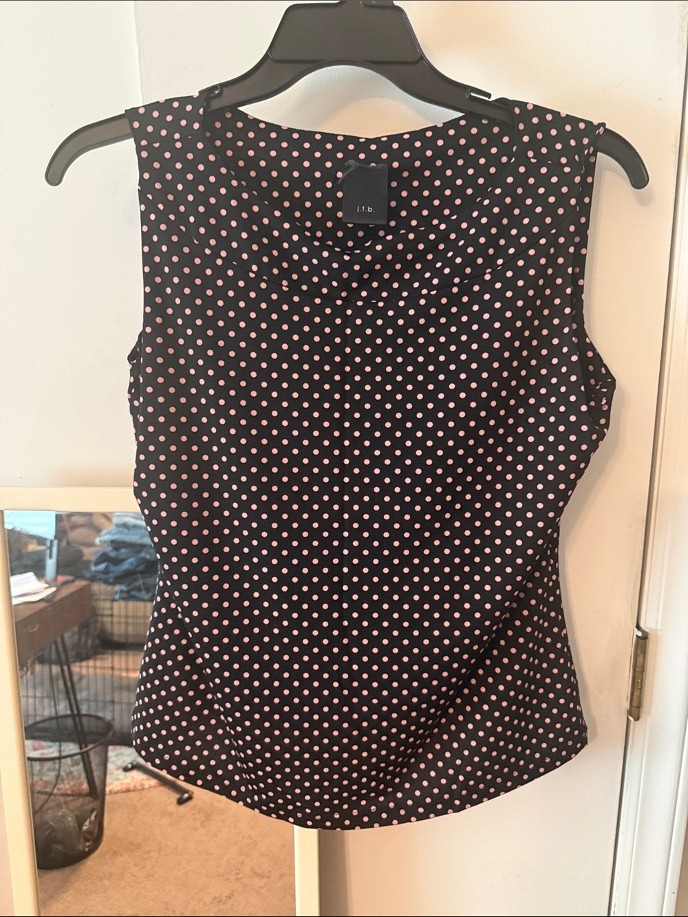 J.T.B. Black Camisole with Pink Polka Dots